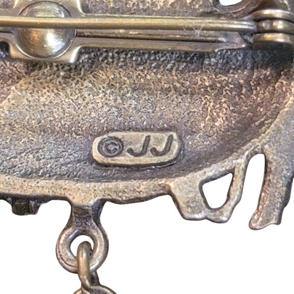 Vintage JJ Jonette Jewelry Noahs Ark Pin Brooch With Animal Charms Gold-tone - Picture 3 of 14